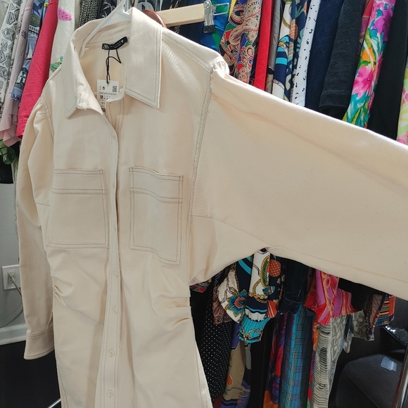 Zara batwing dolman sleeve button up dress - Picture 6 of 10